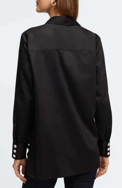 Foxcroft Matte Sateen Button-up Shirt In Black