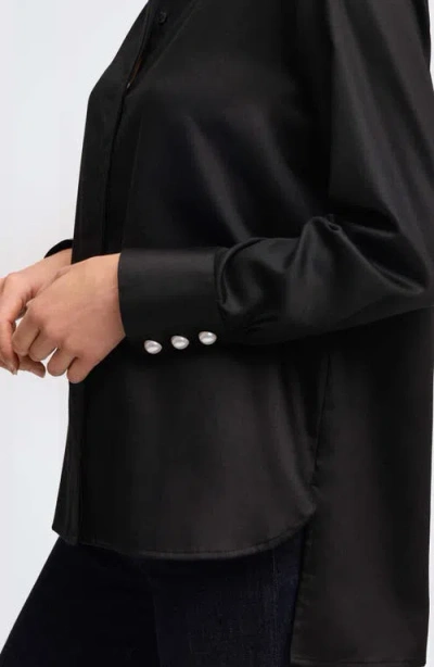 Foxcroft Matte Sateen Button-up Shirt In Black