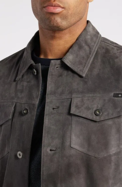 Shop Ag Dart Suede Trucker Jacket In Berlin Steel