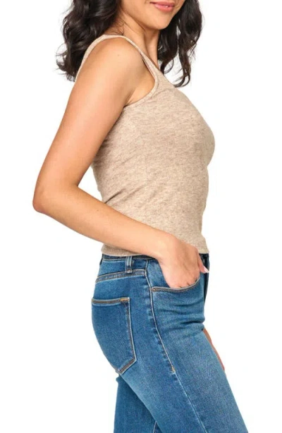 Gibsonlook Square Neck Sweater Tank In Oatmeal Sand