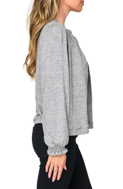 Gibsonlook Ruffle Accent Cardigan In Heather Grey