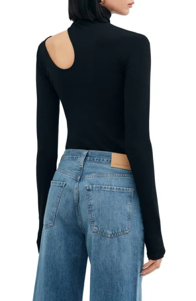 Marcella Allegra Asymmetric Turtleneck Top In Black