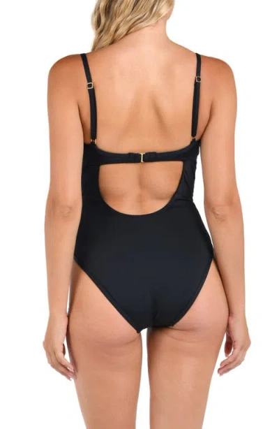 La Blanca Island Mesh Stripe Mesh Underwire One-piece Swimsuit In Black