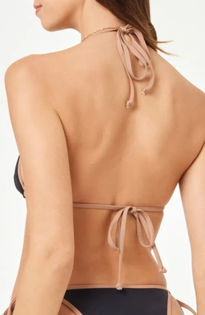 L*space Lspace Triangle Bikini Top In Black/saddle