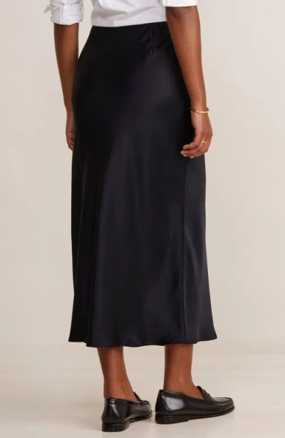 Vineyard Vines Satin Midi Slip Skirt In Jet Black
