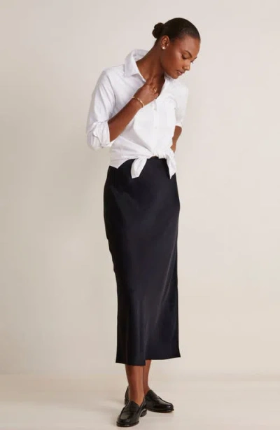 Vineyard Vines Satin Midi Slip Skirt In Jet Black