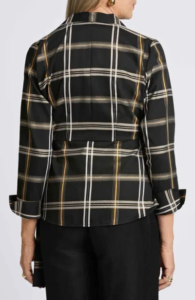 Foxcroft Salina Plaid Wrap Shirt In Black Plaid