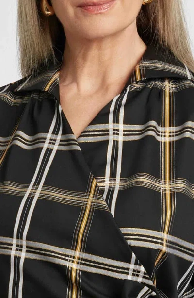 Foxcroft Salina Plaid Wrap Shirt In Black Plaid