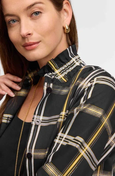Foxcroft Carolina Plaid Button-up Shirt In Black Plaid