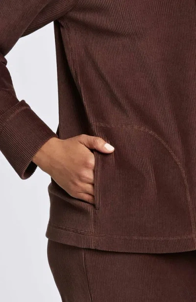 Foxcroft Sammy Corduroy Polo Sweater In Chocolate