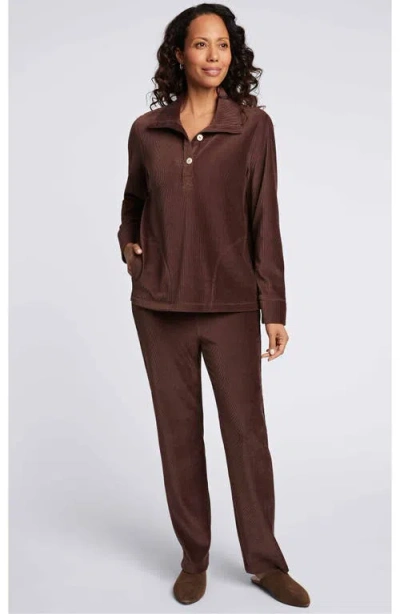 Foxcroft Sammy Corduroy Polo Sweater In Chocolate