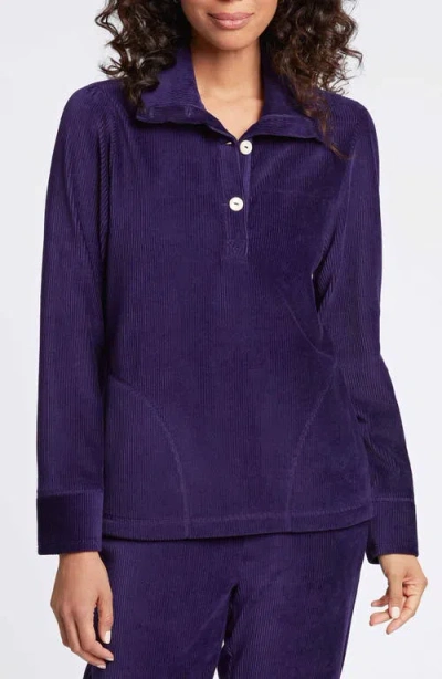 Shop Foxcroft Sammy Corduroy Polo Sweater In Deep Purple