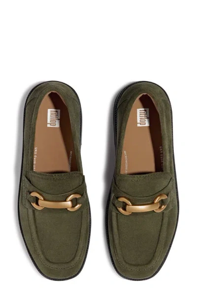 Fitflop F-luma Chunky Snaffle Bit Platform Loafer In Deep Olive
