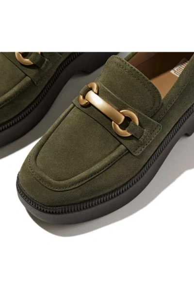 Fitflop F-luma Chunky Snaffle Bit Platform Loafer In Deep Olive