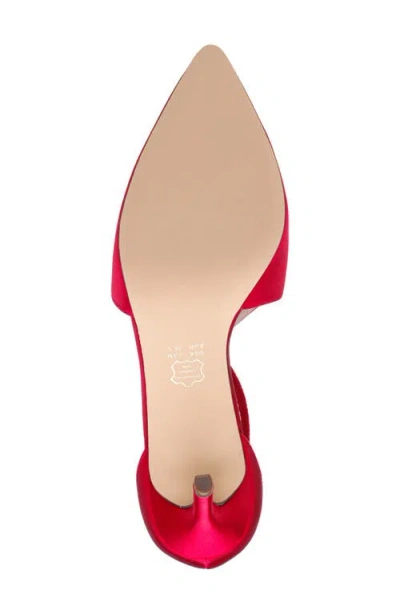 Nina Netta Ankle Strap Pointed Toe Pump In Red Rouge