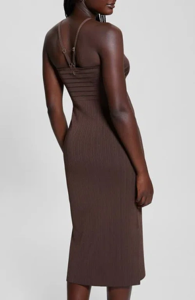 Guess Sofie Mirage Rib Dress In Chocolate Brownie