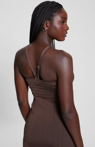 Guess Sofie Mirage Rib Dress In Chocolate Brownie