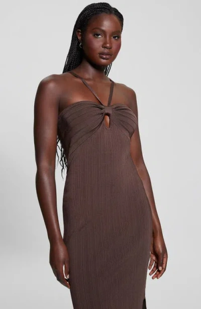 Guess Sofie Mirage Rib Dress In Chocolate Brownie