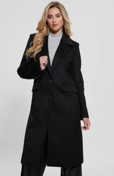 Guess Nancy Coat With Removable Faux Fur Collar In Jet Black