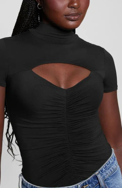 Guess Brienna Cutout Jersey Top In Jet Black