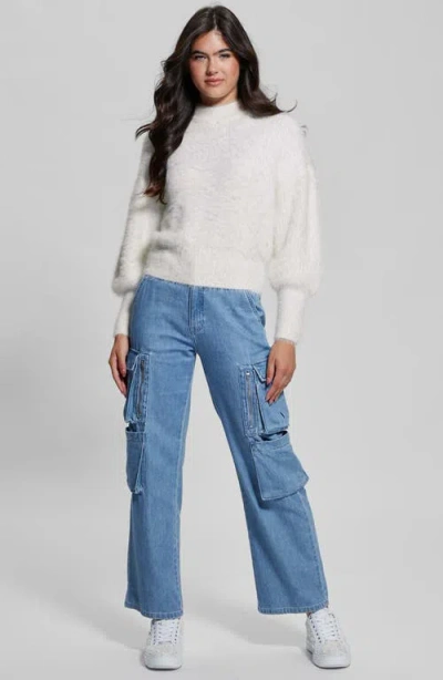Guess Women's Keyla Fuzzy Sweater In Cream White