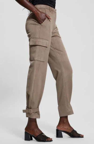 Shop Guess New Marzia Faux Suede Cargo Pants In Walnut Shell