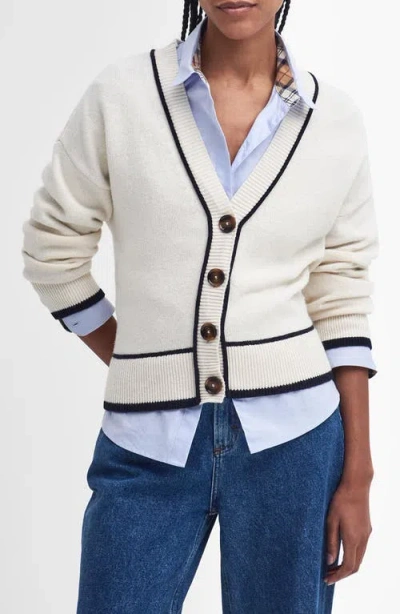 Barbour Claudia Wool & Cotton Cardigan In Cloud White