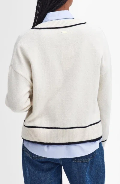 Barbour Claudia Wool & Cotton Cardigan In Cloud White