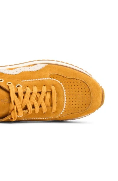 The Office Of Angela Scott The Remi Perforated Suede Low-top Sneakers In Marigold