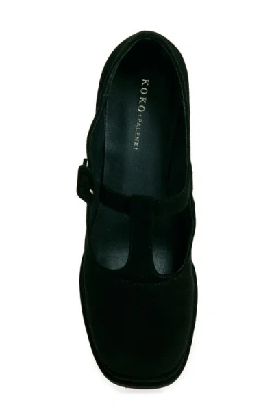 Koko + Palenki Perri T-strap Platform Pump In Black Suede