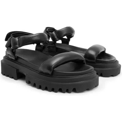 Allsaints Women's Helium 55mm Leather Sport Sandals In Black