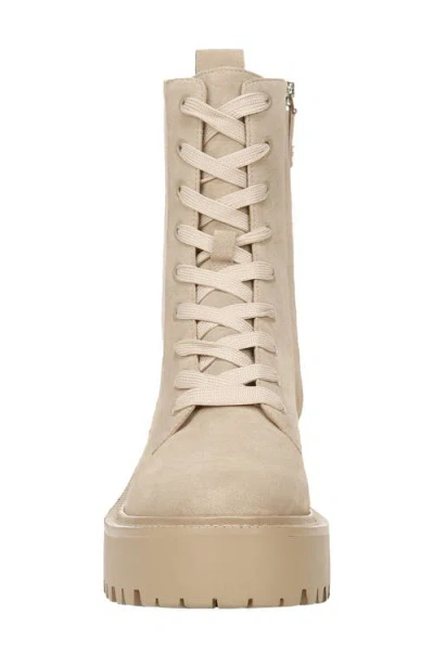 Sam Edelman Lydell Womens Mixed Media Lace Up Ankle Boots In Sesame