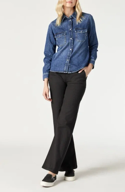 Mavi Jeans Levin Bracelet Sleeve Denim Shirt Jacket In Dark Blue Denim