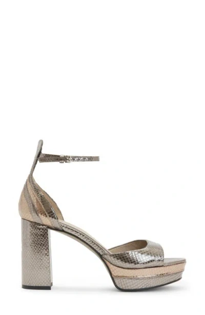 Allsaints Tia Snake-embossed Platform Heel In Gunmetal/gold/bronze