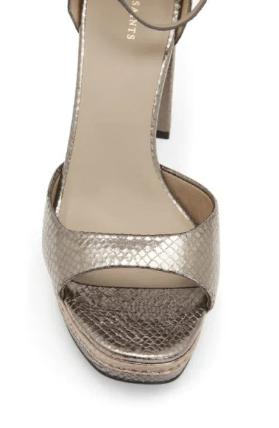Allsaints Tia Snake-embossed Platform Heel In Gunmetal/gold/bronze