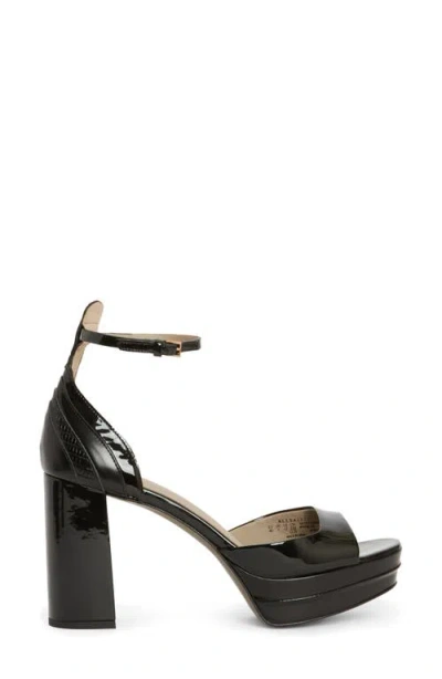 Allsaints Tia Platform Sandal In Black Shine
