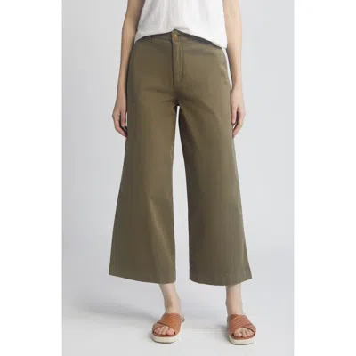 Caslon Wide Leg Twill Pants In Olive Burnt