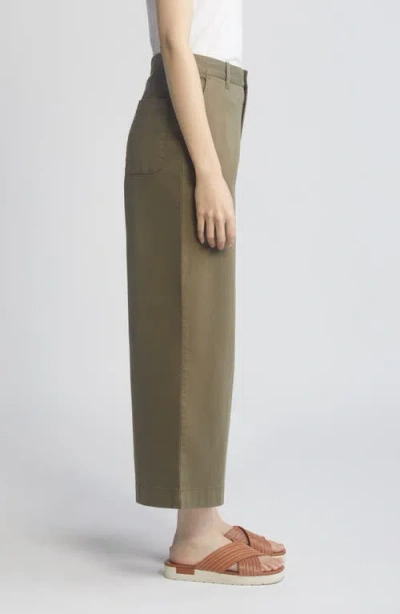 Caslon Wide Leg Twill Pants In Olive Burnt