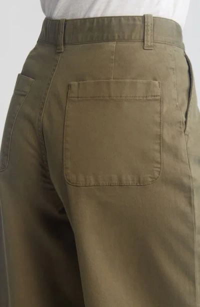 Caslon Wide Leg Twill Pants In Olive Burnt