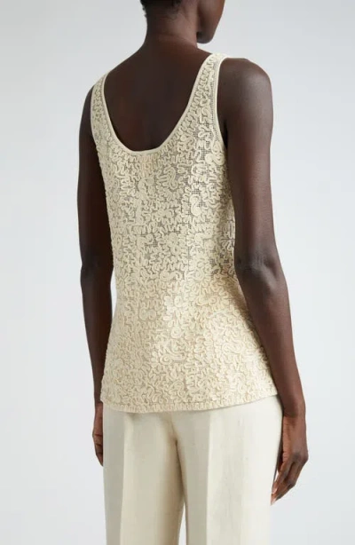 Lafayette 148 Soutache Embroidered Cotton Tank In Creme Fraiche