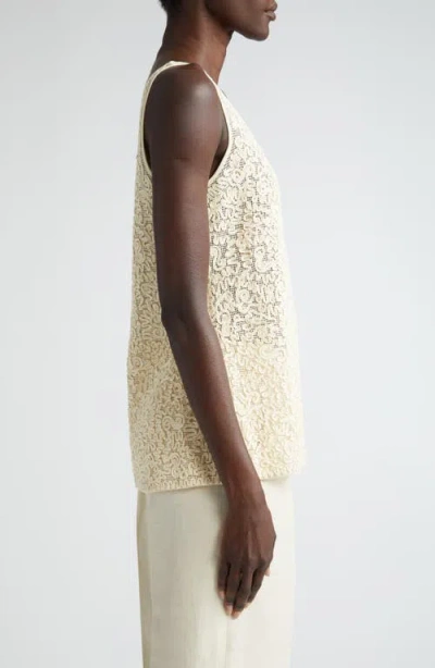 Lafayette 148 Soutache Embroidered Cotton Tank In Creme Fraiche