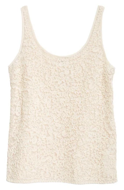 Lafayette 148 Soutache Embroidered Cotton Tank In Creme Fraiche