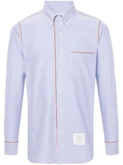 Thom Browne Camicia Button Down Con Finiture In Gros Grain In Blue
