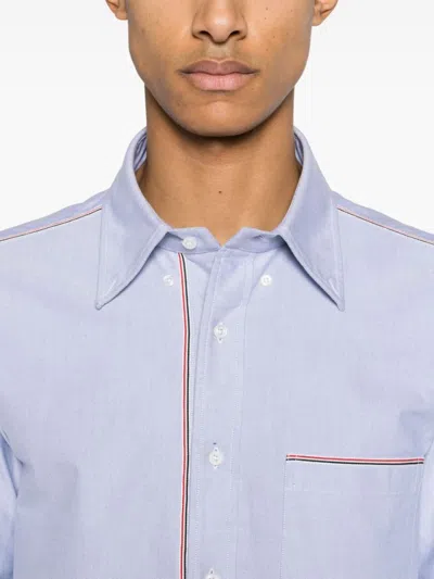 Thom Browne Camicia Button Down Con Finiture In Gros Grain In Blue