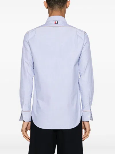 Thom Browne Camicia Button Down Con Finiture In Gros Grain In Blue