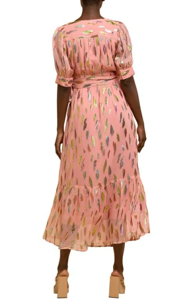 CIEBON CIEBON WHITNEY METALLLIC PRINT WRAP DRESS 