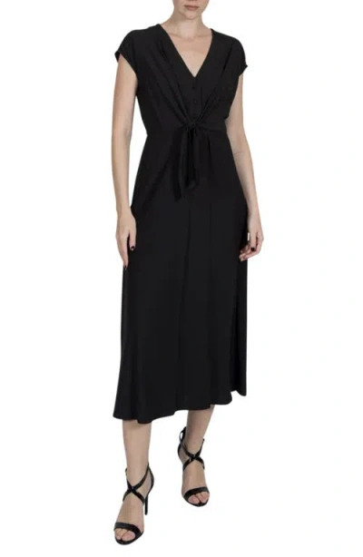 Julia Jordan Tie Waist Midi Dress In Black