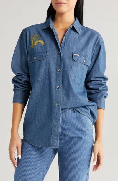 Brixton Bowery Denim Boyfriend Shirt In Indigo Rinse