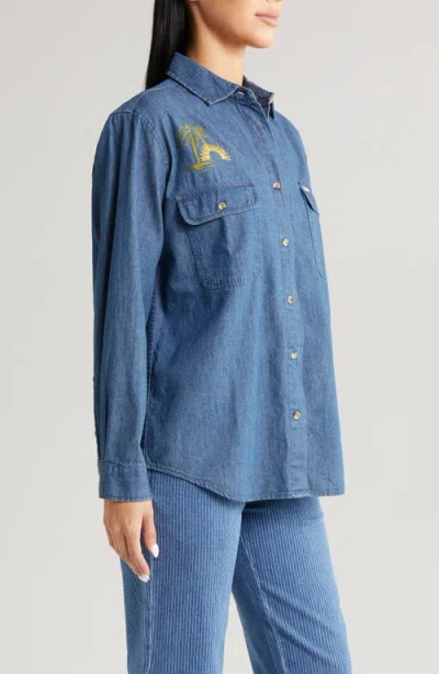 Brixton Bowery Denim Boyfriend Shirt In Indigo Rinse