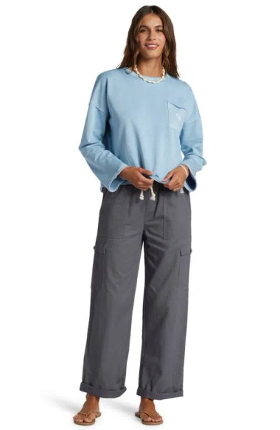 Roxy Doheny Crop Sweatshirt In Bel Air Blue